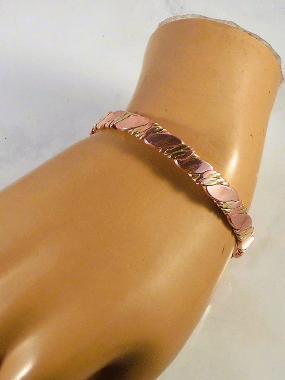 Hammered Mixed Metal Cuff Bracelet - Copper and Gold Tones